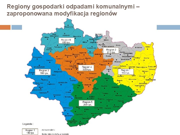 Regiony gospodarki odpadami komunalnymi – zaproponowana modyfikacja regionów 