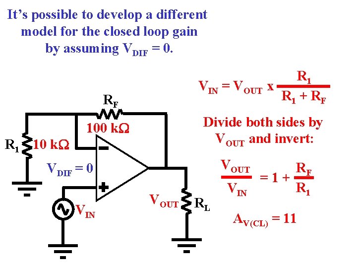 It’s possible to develop a different model for the closed loop gain by assuming