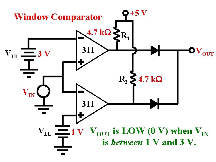 +5 V Window Comparator 4. 7 k. W VUL 3 V R 1 311