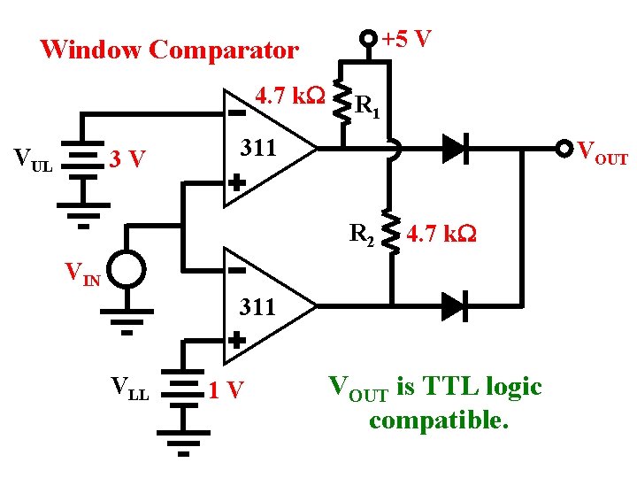 +5 V Window Comparator 4. 7 k. W VUL 3 V R 1 311