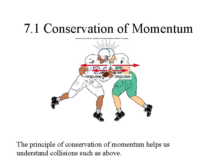 7. 1 Conservation of Momentum The principle of conservation of momentum helps us understand