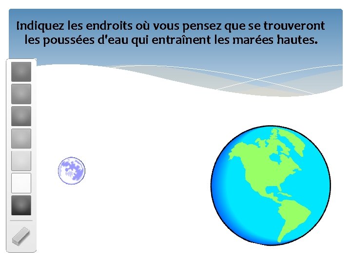 Indiquez les endroits où vous pensez que se trouveront les poussées d'eau qui entraînent