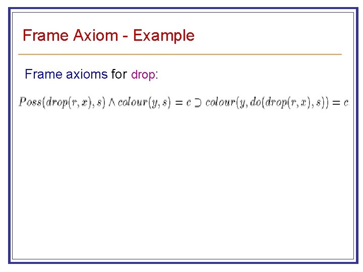 Frame Axiom - Example Frame axioms for drop: 