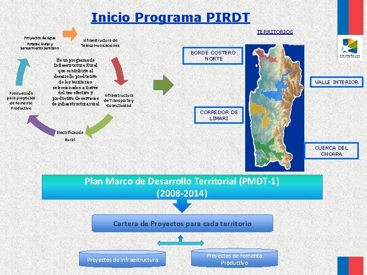 Inicio Programa PIRDT TERRITORIOS Proyectos de Agua Potable Rural y Saneamiento Sanitario Preinversión para