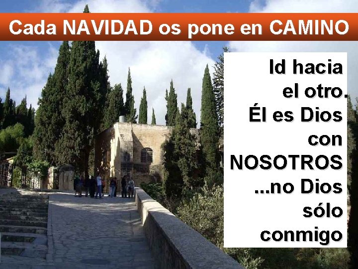 Cada NAVIDAD os pone en CAMINO Id hacia el otro. Él es Dios con