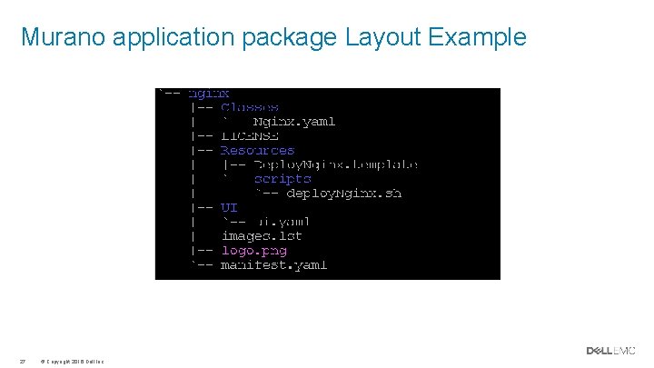Murano application package Layout Example 27 © Copyright 2016 Dell Inc. Murano application package Layout Example 27 © Copyright 2016 Dell Inc.