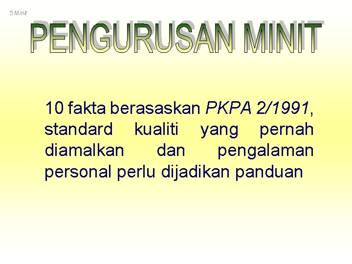 5 Minit 10 fakta berasaskan PKPA 2/1991, standard kualiti yang pernah diamalkan dan pengalaman