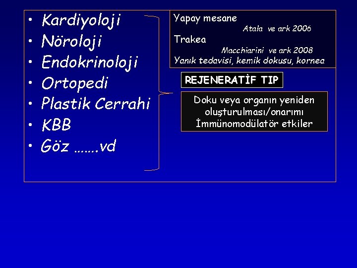 • • Kardiyoloji Nöroloji Endokrinoloji Ortopedi Plastik Cerrahi KBB Göz ……. vd Yapay • • Kardiyoloji Nöroloji Endokrinoloji Ortopedi Plastik Cerrahi KBB Göz ……. vd Yapay