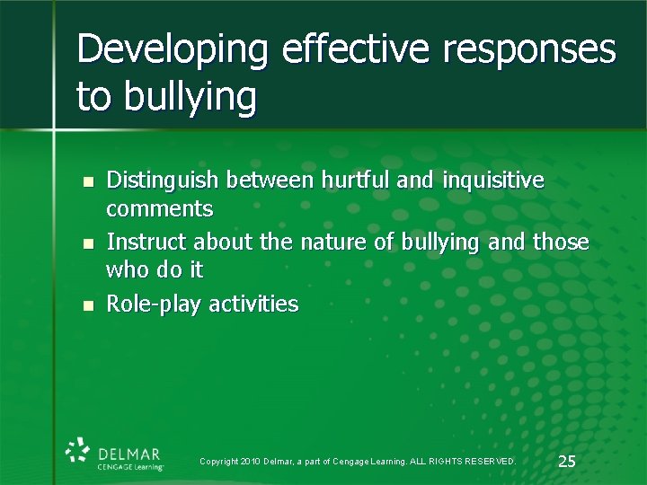Developing effective responses to bullying n n n Distinguish between hurtful and inquisitive comments Developing effective responses to bullying n n n Distinguish between hurtful and inquisitive comments