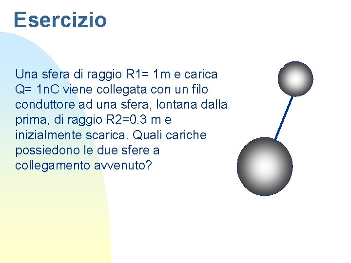 Esercizio Una sfera di raggio R 1= 1 m e carica Q= 1 n. Esercizio Una sfera di raggio R 1= 1 m e carica Q= 1 n.