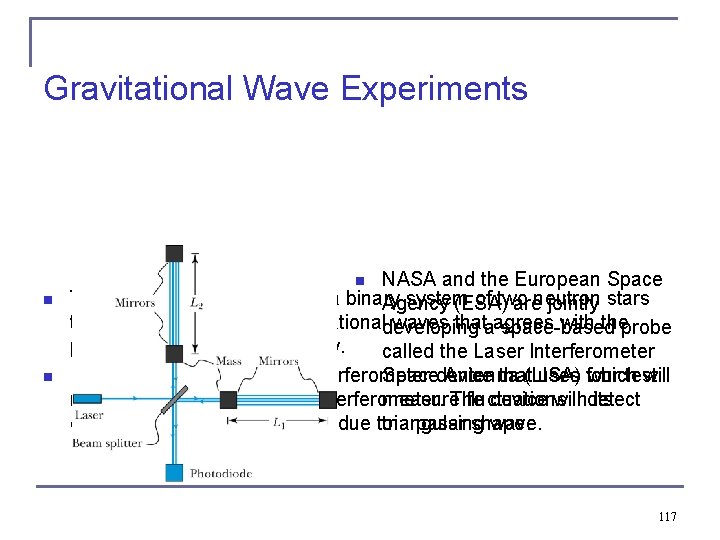 Gravitational Wave Experiments NASA and the European Space Taylor and Hulse discovered a binary