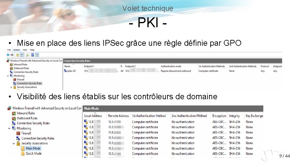 Volet technique - PKI • Mise en place des liens IPSec grâce une règle