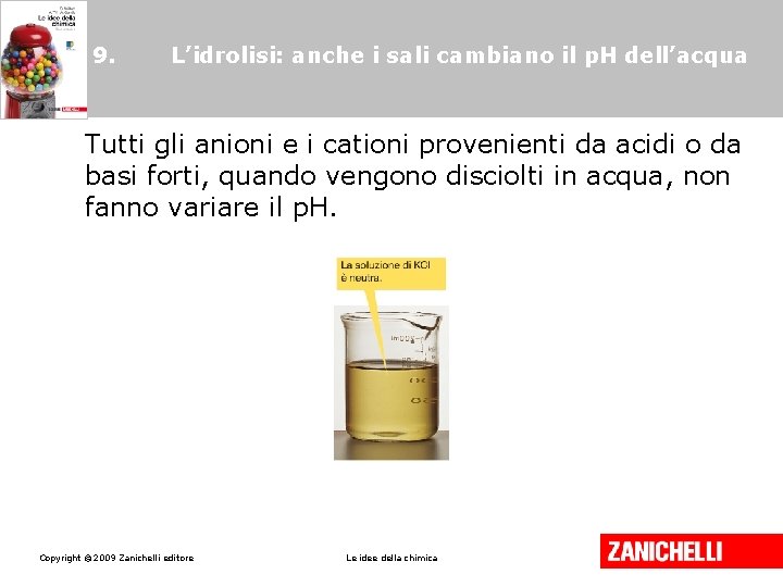 9. L’idrolisi: anche i sali cambiano il p. H dell’acqua Tutti gli anioni e