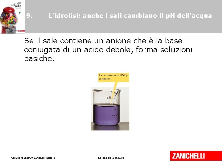 9. L’idrolisi: anche i sali cambiano il p. H dell’acqua Se il sale contiene