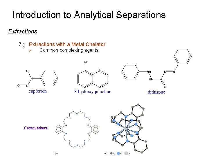 Introduction to Analytical Separations Extractions 7. ) Extractions with a Metal Chelator Ø Common