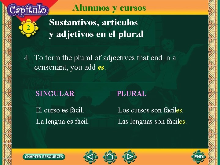 2 Alumnos y cursos Sustantivos, artículos y adjetivos en el plural 4. To form