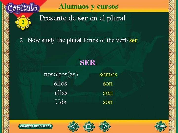 2 Alumnos y cursos Presente de ser en el plural 2. Now study the