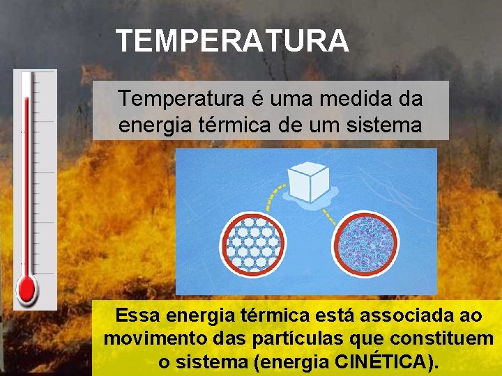 TEMPERATURA Temperatura é uma medida da energia térmica de um sistema Essa energia térmica