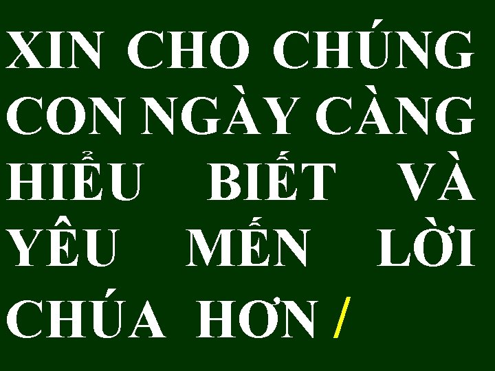 XIN CHO CHÚNG CON NGÀY CÀNG HIỂU BIẾT VÀ YÊU MẾN LỜI CHÚA HƠN