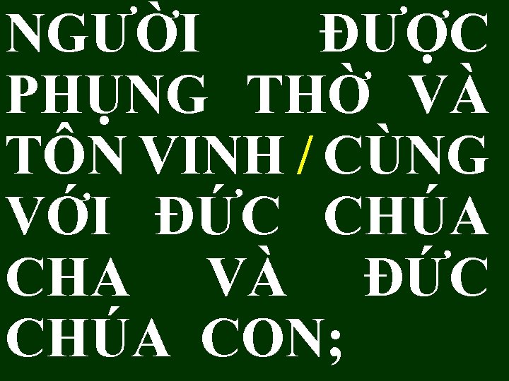 NGƯỜI ĐƯỢC PHỤNG THỜ VÀ TÔN VINH / CÙNG VỚI ÐỨC CHÚA CHA VÀ