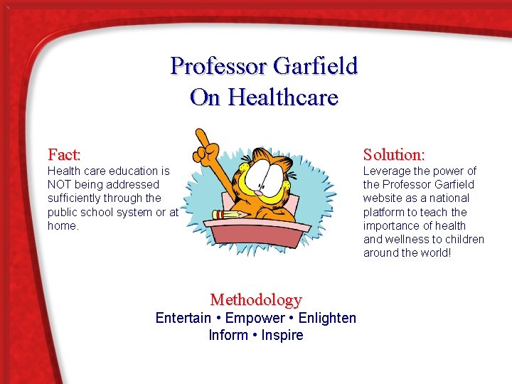 Professor Garfield On Healthcare Fact: Solution: Health care education is NOT being addressed sufficiently