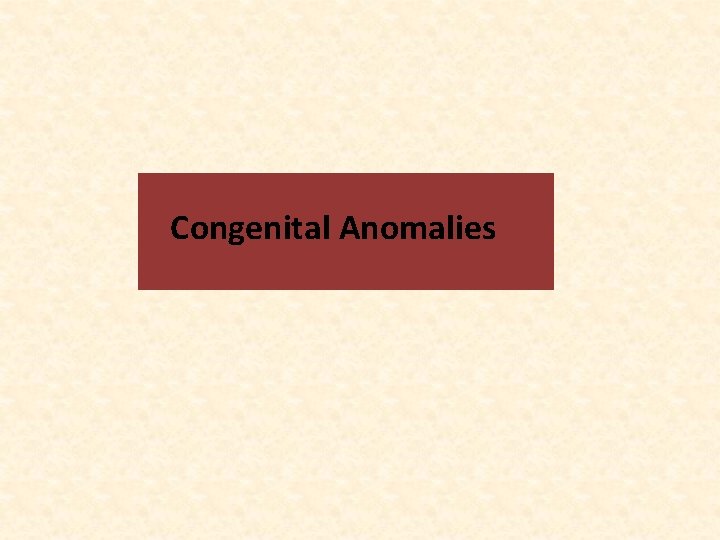 Congenital Anomalies 