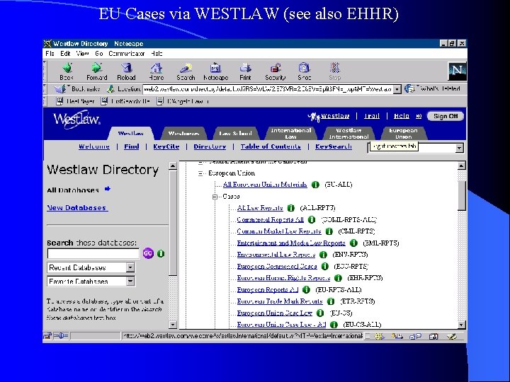 EU Cases via WESTLAW (see also EHHR) 