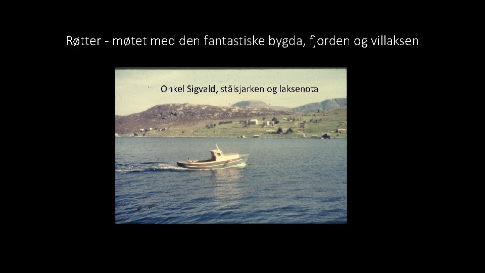 Røtter - møtet med den fantastiske bygda, fjorden og villaksen Onkel Sigvald, stålsjarken og Røtter - møtet med den fantastiske bygda, fjorden og villaksen Onkel Sigvald, stålsjarken og