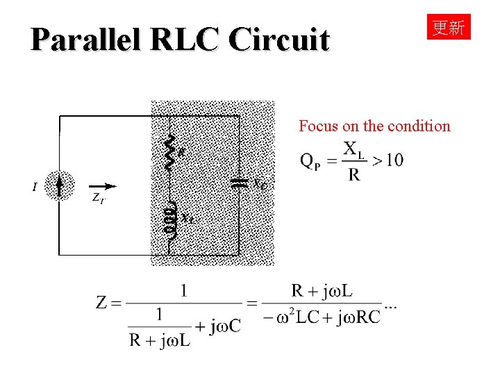 Parallel RLC Circuit 更新 Focus on the condition 