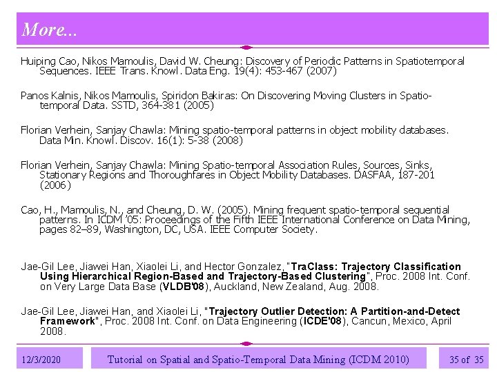 More. . . Huiping Cao, Nikos Mamoulis, David W. Cheung: Discovery of Periodic Patterns More. . . Huiping Cao, Nikos Mamoulis, David W. Cheung: Discovery of Periodic Patterns