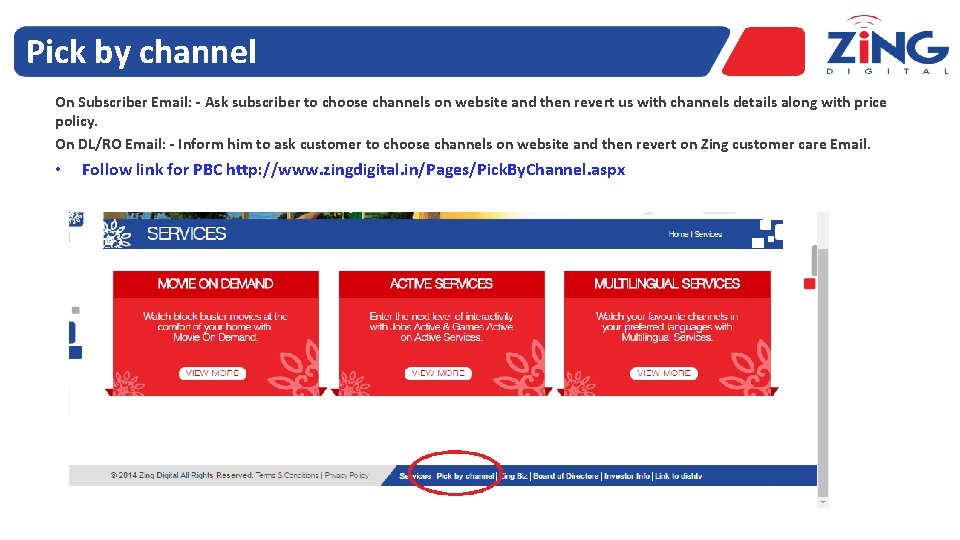 Pick by channel On Subscriber Email: - Ask subscriber to choose channels on website
