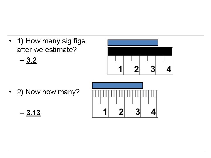  • 1) How many sig figs after we estimate? – 3. 2 •