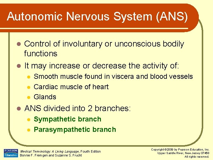 Autonomic Nervous System (ANS) Control of involuntary or unconscious bodily functions l It may