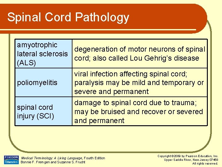 Spinal Cord Pathology amyotrophic degeneration of motor neurons of spinal lateral sclerosis cord; also