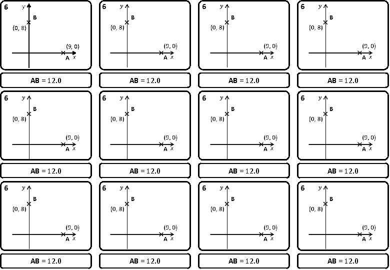 6 B (0, 8) (9, 0) A AB = 12. 0 AB = 12.