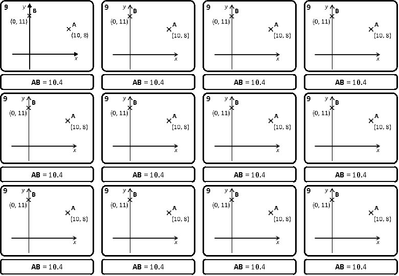 9 B (0, 11) A (10, 8) AB = 10. 4 AB = 10.