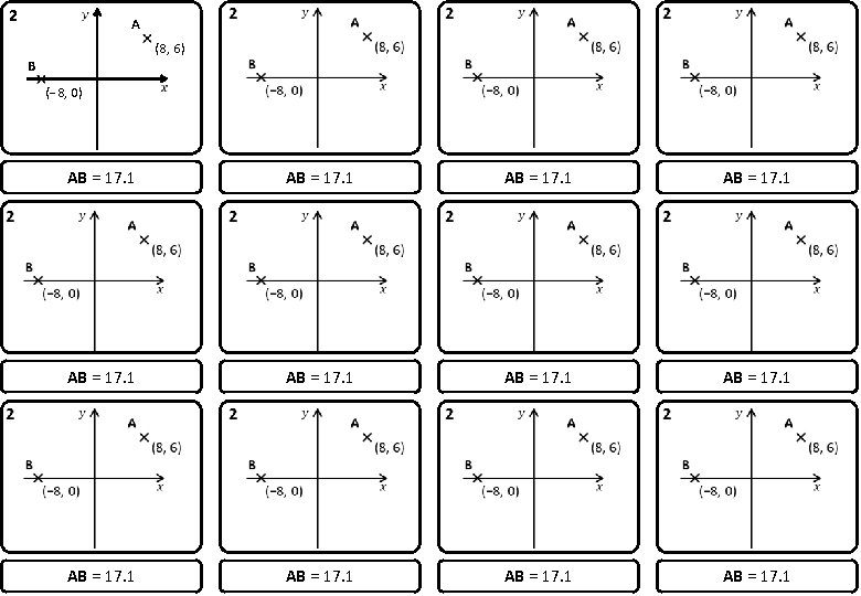 2 A (8, 6) B (− 8, 0) AB = 17. 1 AB =