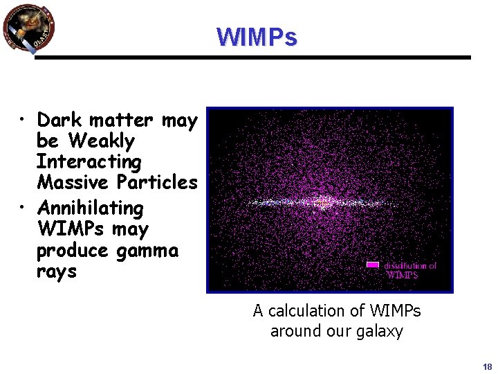 WIMPs • Dark matter may be Weakly Interacting Massive Particles • Annihilating WIMPs may WIMPs • Dark matter may be Weakly Interacting Massive Particles • Annihilating WIMPs may