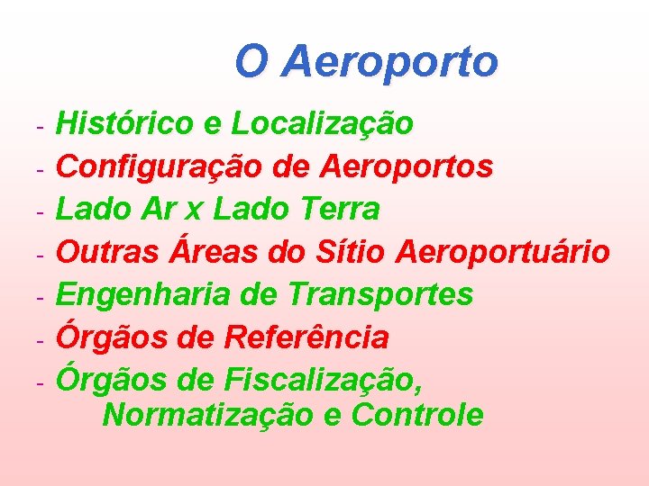 O Aeroporto Histórico e Localização - Configuração de Aeroportos - Lado Ar x Lado