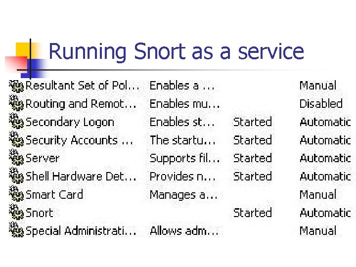 Running Snort as a service 