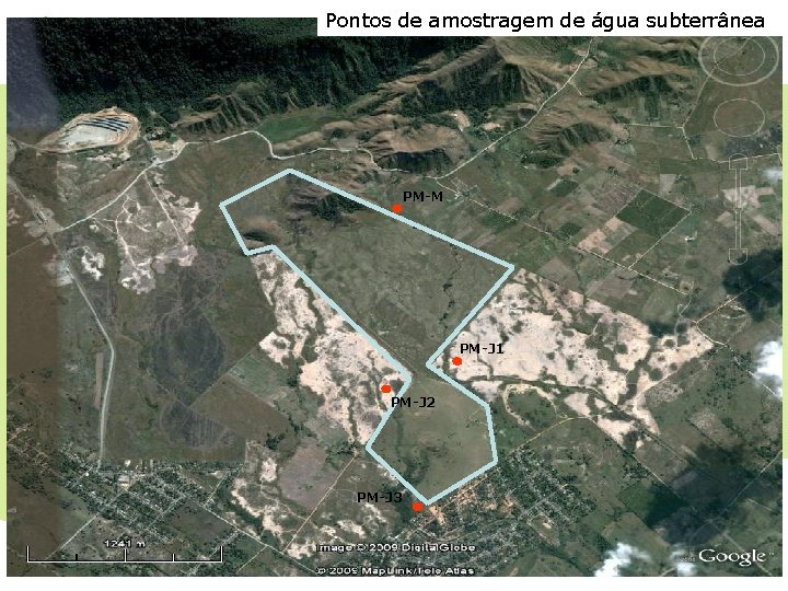 Pontos de amostragem de água subterrânea PM-M PM-J 1 PM-J 2 PM-J 3 CTR