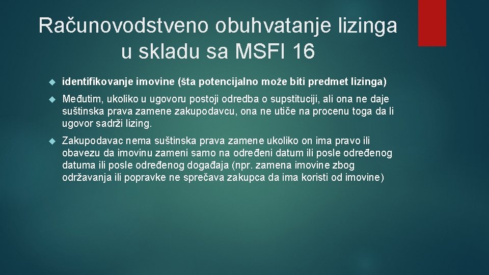 Računovodstveno obuhvatanje lizinga u skladu sa MSFI 16 identifikovanje imovine (šta potencijalno može biti