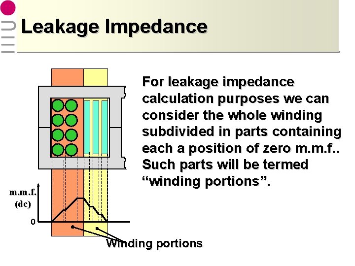 Leakage Impedance m. m. f. (dc) For leakage impedance calculation purposes we can consider