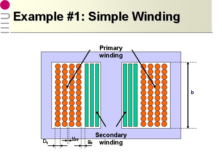 Example #1: Simple Winding Primary winding b D 1 u 10 g 0 Secondary