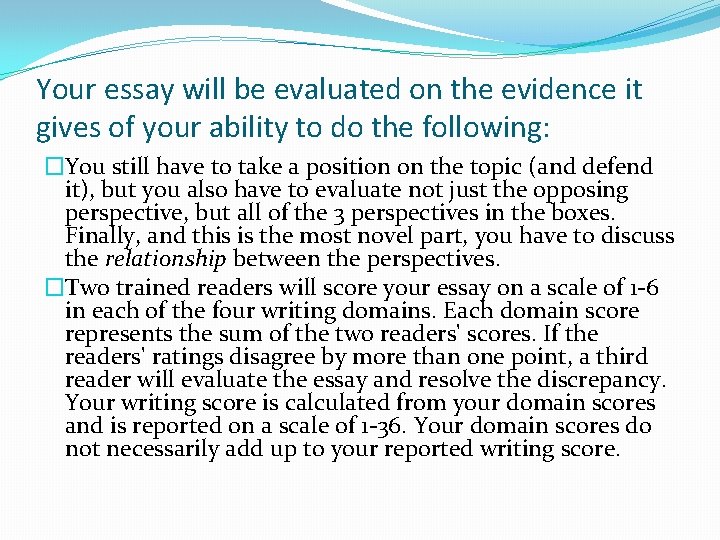 Your essay will be evaluated on the evidence it gives of your ability to