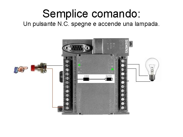 Semplice comando: Un pulsante N. C. spegne e accende una lampada. 