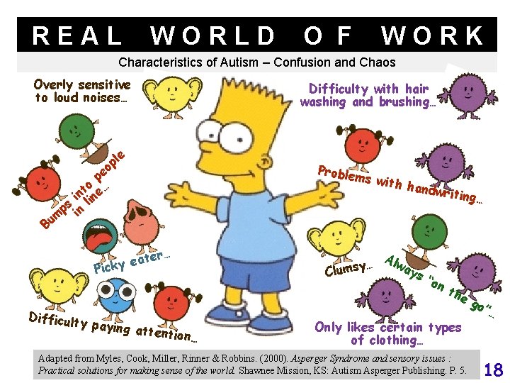 REAL WORLD O F WORK Characteristics of Autism – Confusion and Chaos Overly sensitive