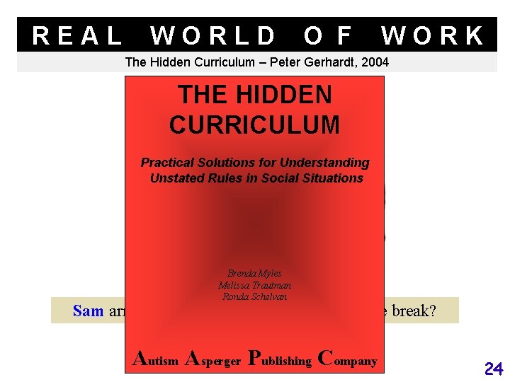 REAL WORLD O F WORK The Hidden Curriculum – Peter Gerhardt, 2004 THE HIDDEN