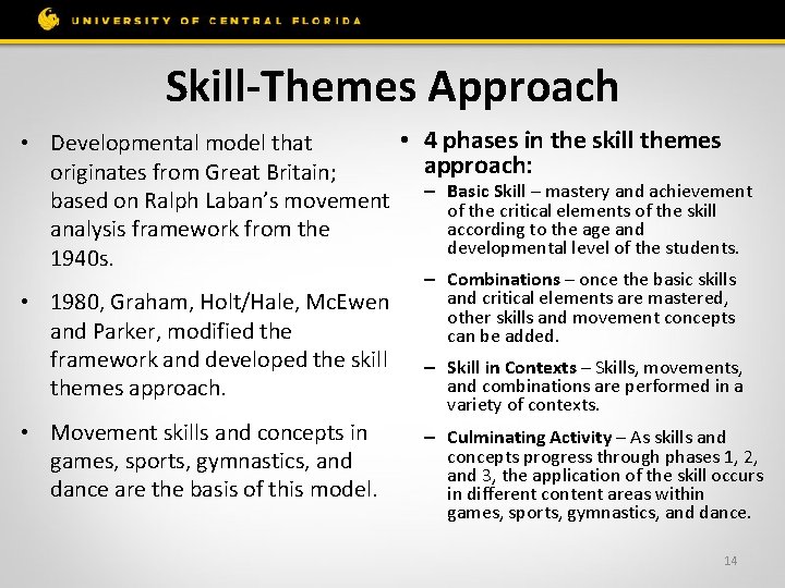 Skill-Themes Approach • 4 phases in the skill themes • Developmental model that approach: