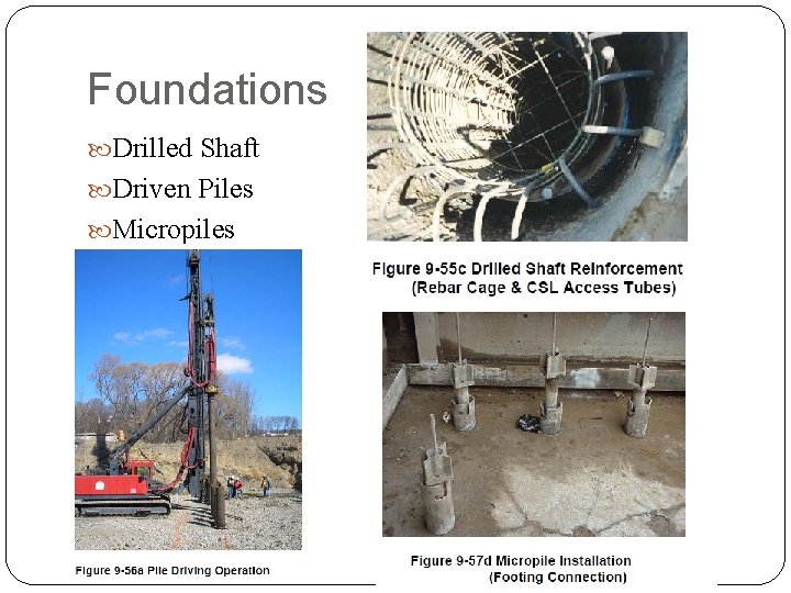 Foundations Drilled Shaft Driven Piles Micropiles 